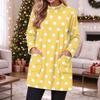 Women's Casual Flannel Polka Dot Print Pullover Top Long Sleeve Round Neck with Pockets