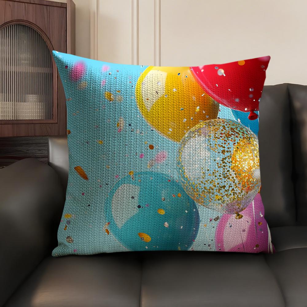 Balloon Fashion Cushion Cover Natural Linen Organic Fabric Double-Sided Printing Sofa Home Decor Gift Pillow Case