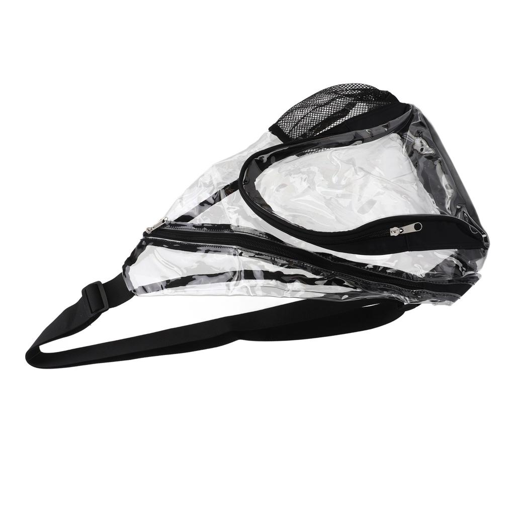 Clear Sling Bag PVC Transparent Chest Bag Comfortable Travel Cross Shoulder Backpack Black