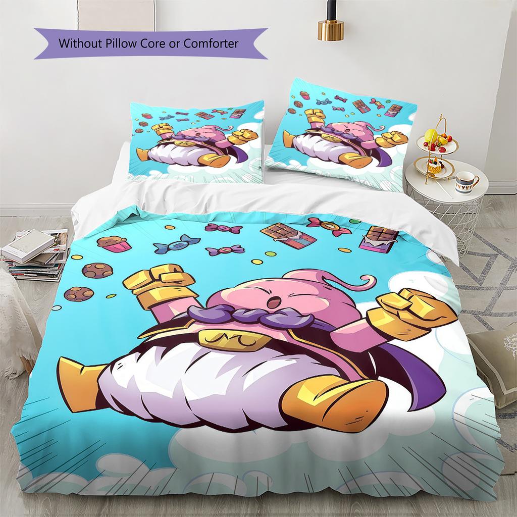 Majin Buu Pattern Bedding,Quilt Set Quilt Cover Pillowcase Home Birthday Gift (1 * Duvet Cover + 2 * Pillowcase, Without Core)