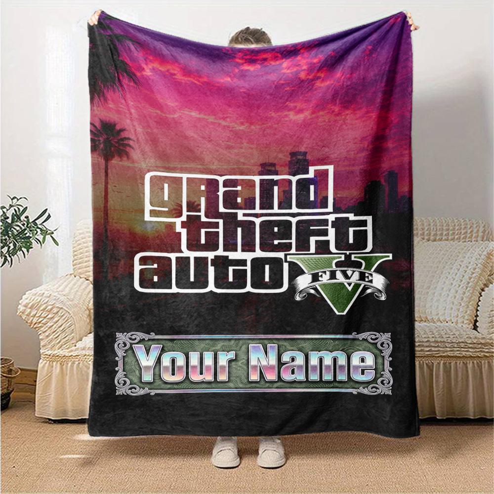 Gta Personalized Name Blanket Multi-purpose Personalized Blanket Soft Warm Cozy Perfect for Livingroom Office Picnics Chair for All Occasions