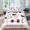 Tessili per la casa Cartoni Animati Gatto Carino Copripiumino Coperta Piumino Federa Bambino Bambina 2/3 Pezzi Poliestere Set Biancheria da Letto King Queen Twin Size