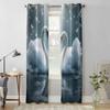 Valentine'S Day Love Swan Illustration Grommet Curtains for Bedroom Living Room Home Decor Window Treatments Drapes