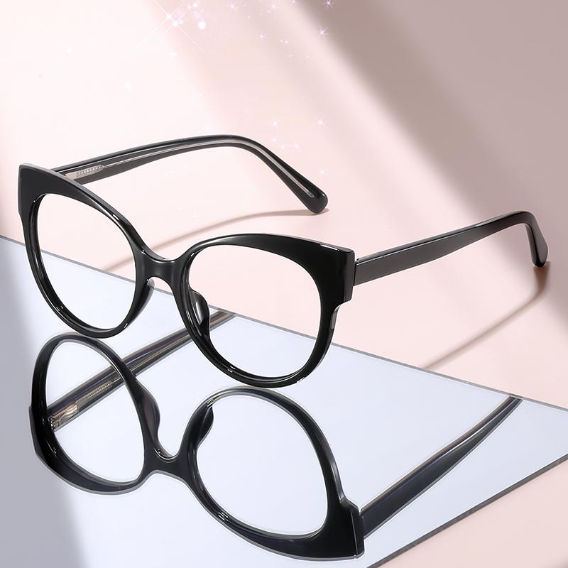 

Elegant Round Clear Lens Glasses, Black Frame with Arc Mirror Leg & Spring Hinge, Anti-Fatigue Blue Light Blocking Eyewear чорний