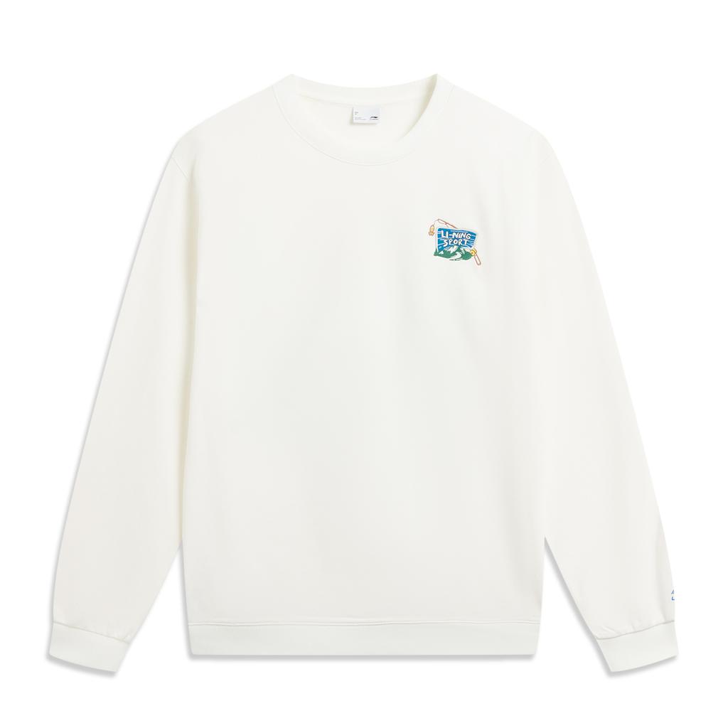 Li Ning Sports Lifestyle Series Loose Fit Round Neck Graphic Print Couple Sweatshirt Unisex sweatshirt AWDW377-4