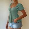 Women's V-neck Drawstring Tied Sexy Short-sleeved T-shirt Top