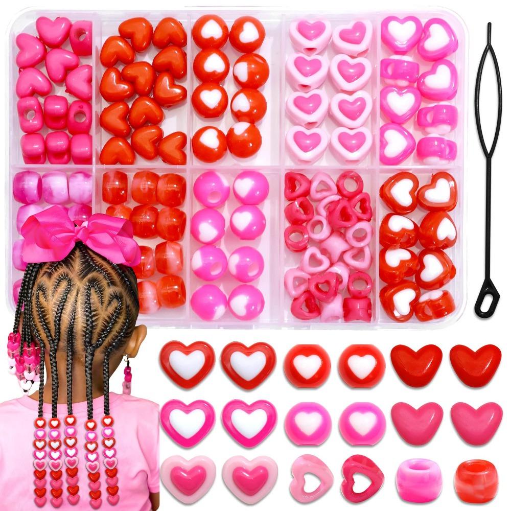 80PCS Acrylic Hair Beads Assorted Shapes Bead Kit Lightweight Accessory Set  Kids Hairstyles