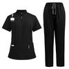 Stand-up Collar Zipper Doctor and Nurse Work Uniform Surgical Gown Straight Pants Solid Color Suit