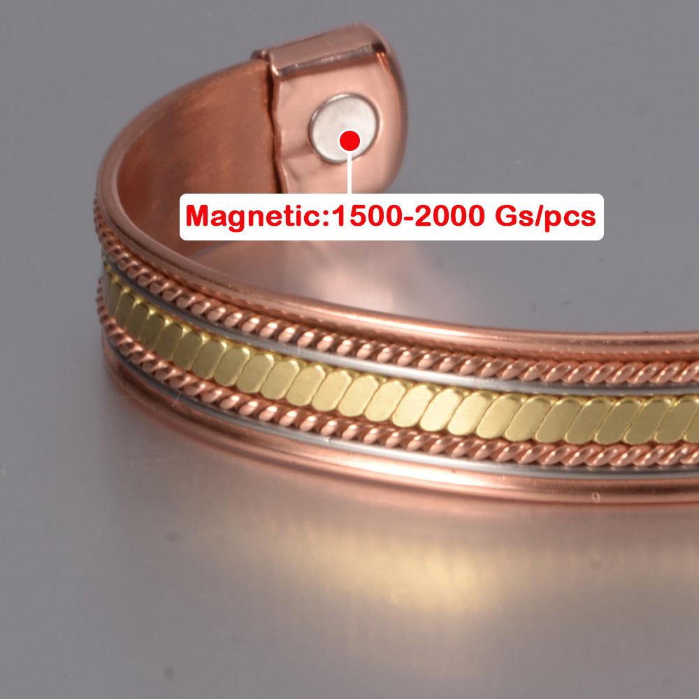 Vinterly Twisted Pure Copper Magnetic Bracelets Benefits Adjustable Open Cuff Jewelry for Women Men 12mm High Magnet Resizable