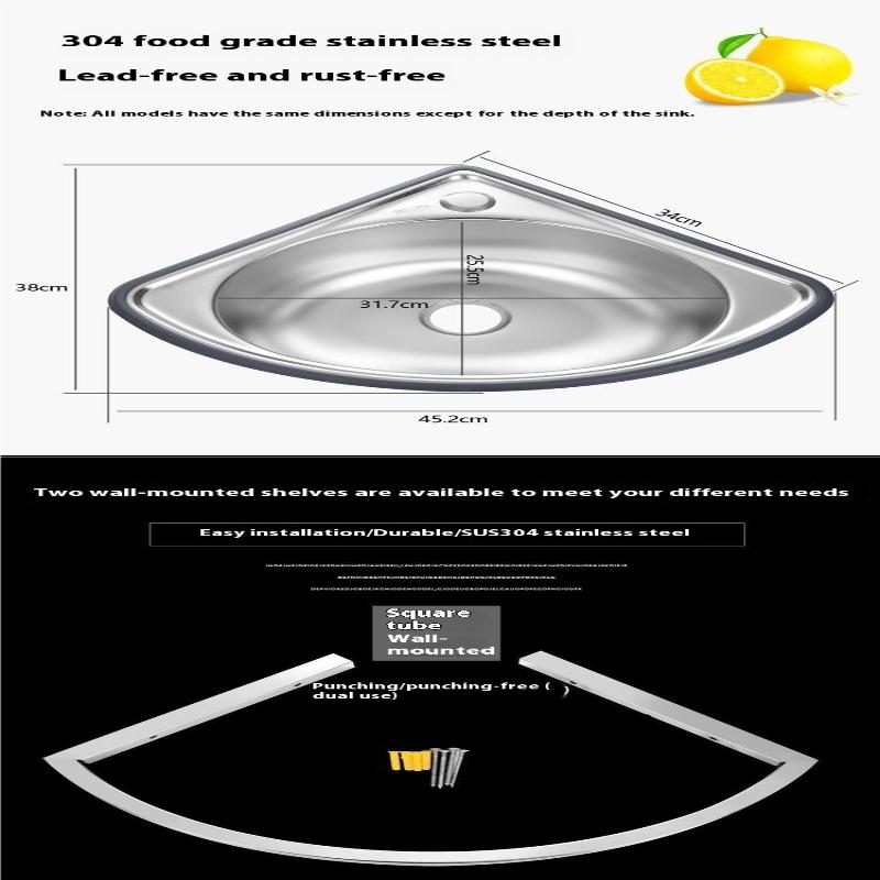 Kitchen Sink Bathroom Basins Vegetable Motorhome Steel Bar Small Single Drop Bowl Corner Tub