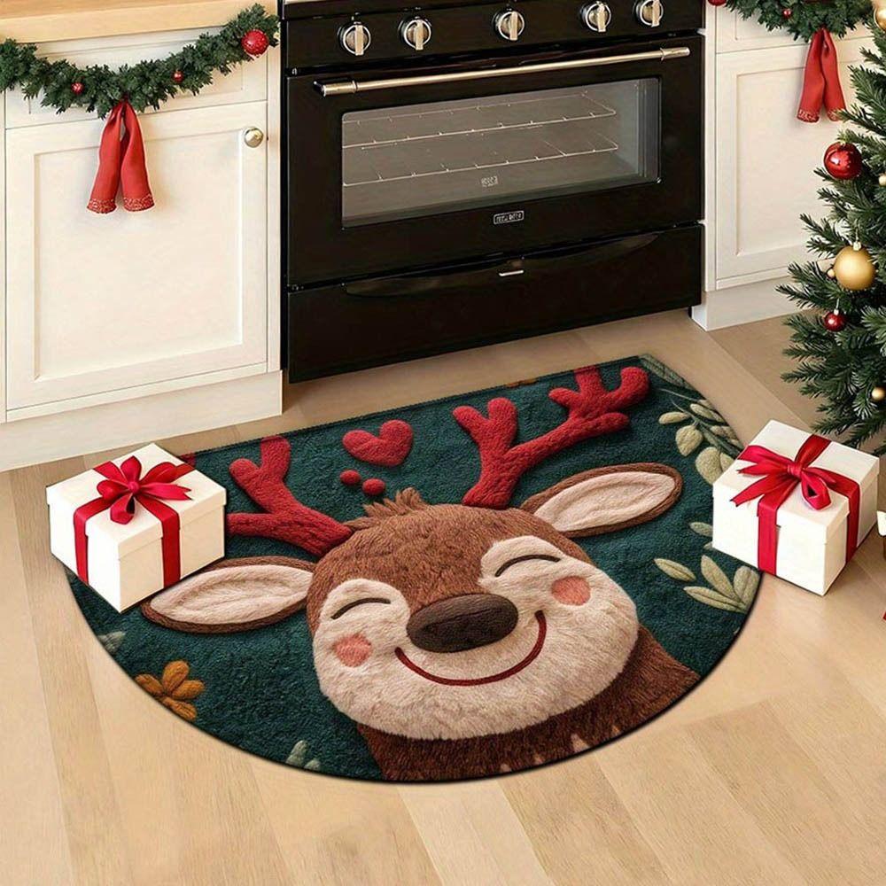 Water-absorbing Bathroom Mat Gingerbread Man Pattern Door Carpet  Christmas Season