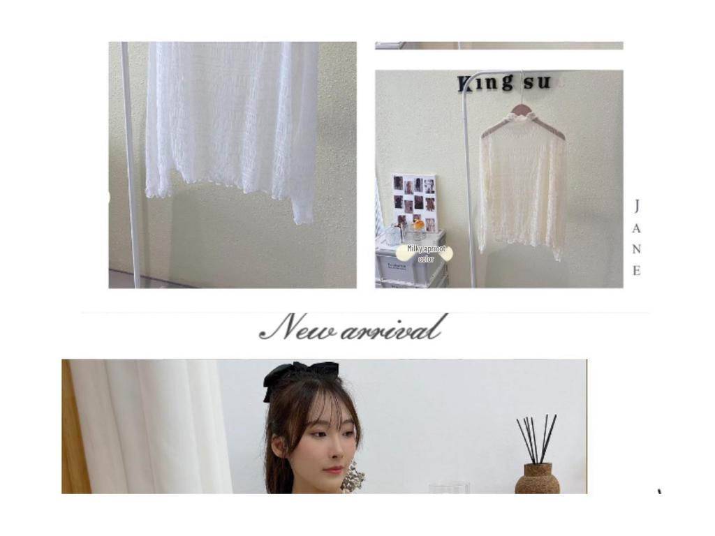 Elegant Lace Base Chiffon Shirt - Women's Autumn High-End Solid Color Top with Semi-High Collar Design