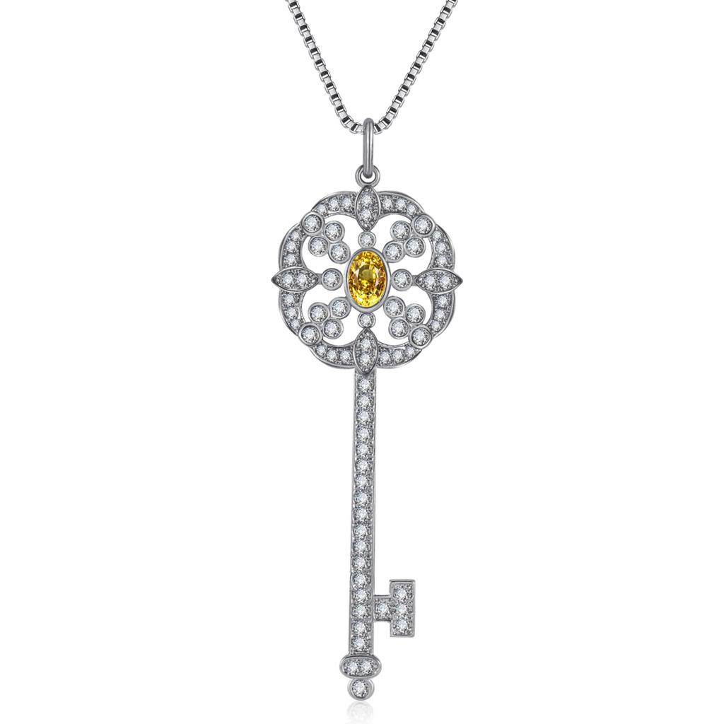 Micro -Inlaid Embedded Stone Flower -Shaped Pendant Necklace