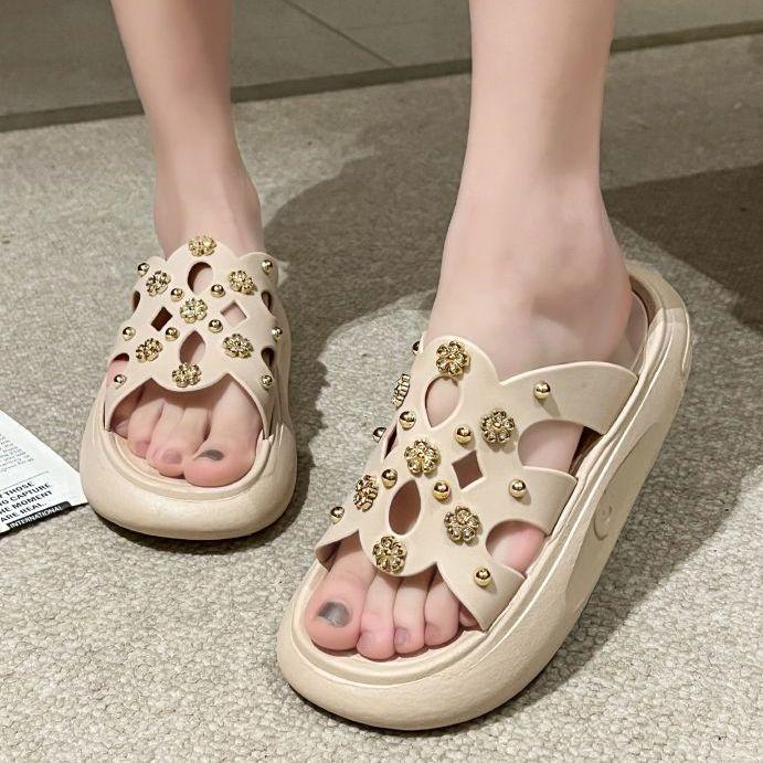 Fashion Summer Women Thick Sole Non-Slip Beach Slides Slippers for Indoor and Outdoor