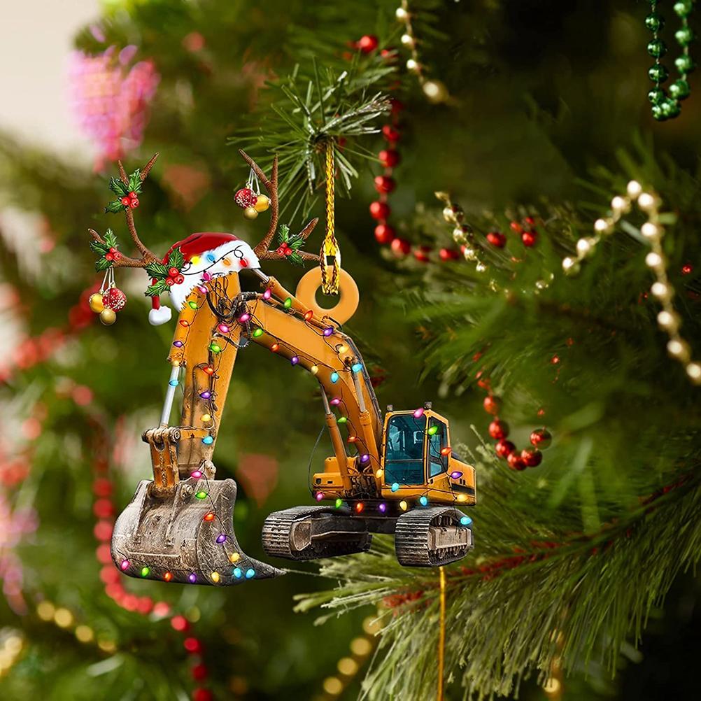 Christmas Tree Pendant Hanging Decoration Gift Personalized Fire Truck Vehicle Truck Boat Excavator