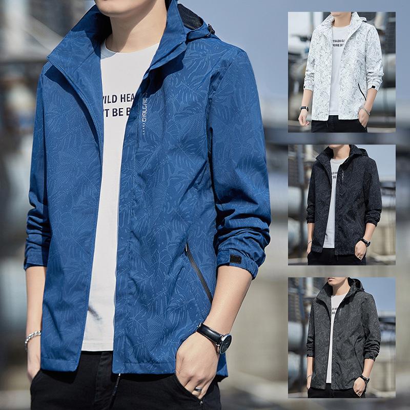Men's Plus Size Hooded Windbreaker Jacket - Casual Spring Student Outerwear
