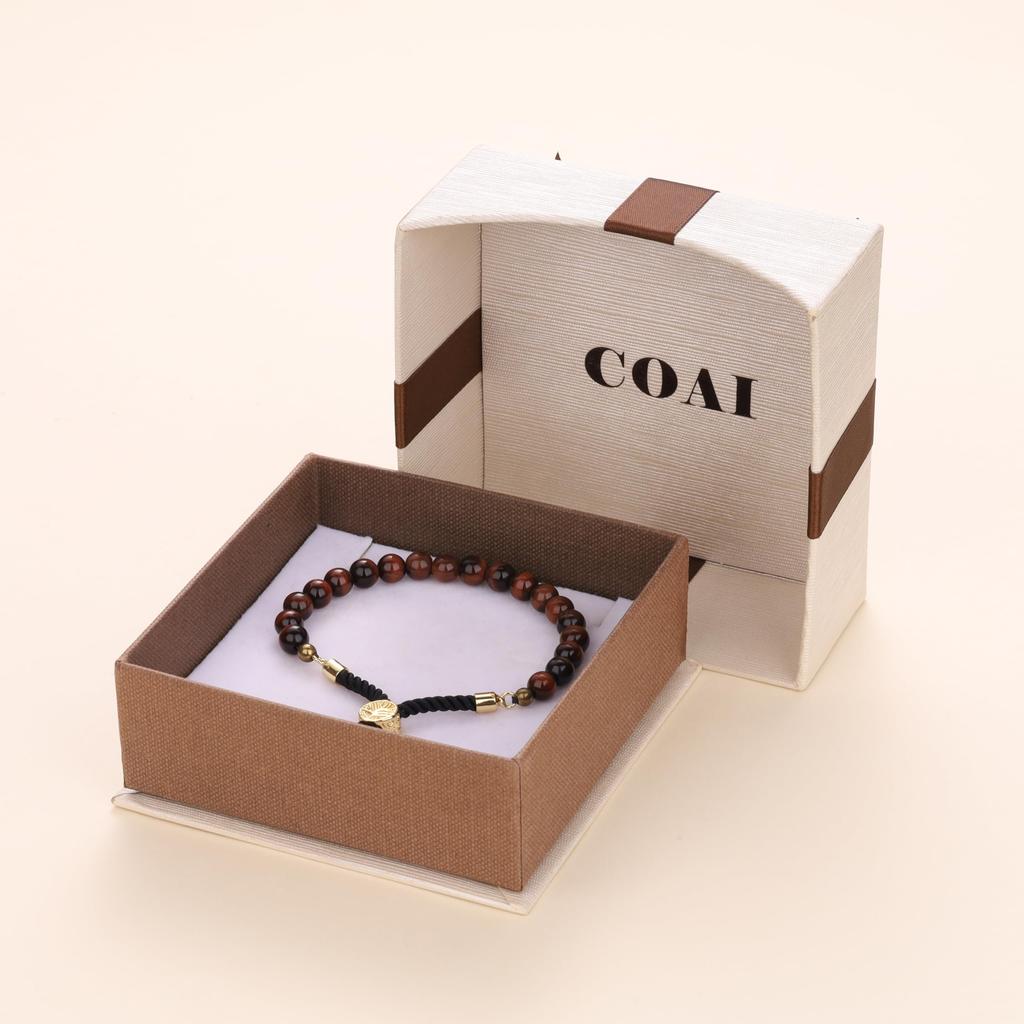 Koai Red Tiger Eye Adjustable Power Stone Bracelet for Men and Women