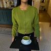 Women's Cardigan Casual Crew Neck Long Sleeve Button Down Solid Color Crop Knit Top