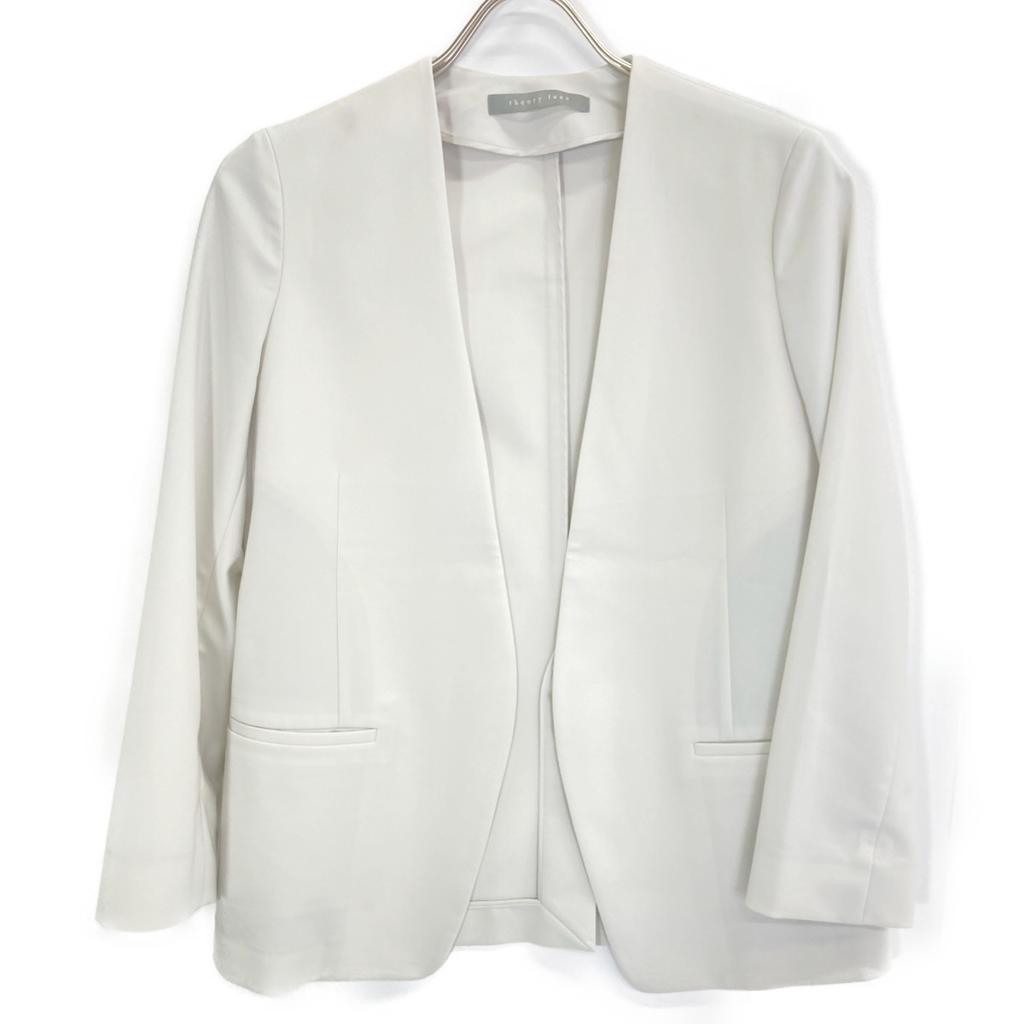 theory luxe 24Stainless Steel 03-4204112S Steering Gray Buttonless Collarless Jacket Jacket S32 Steering greyUsed