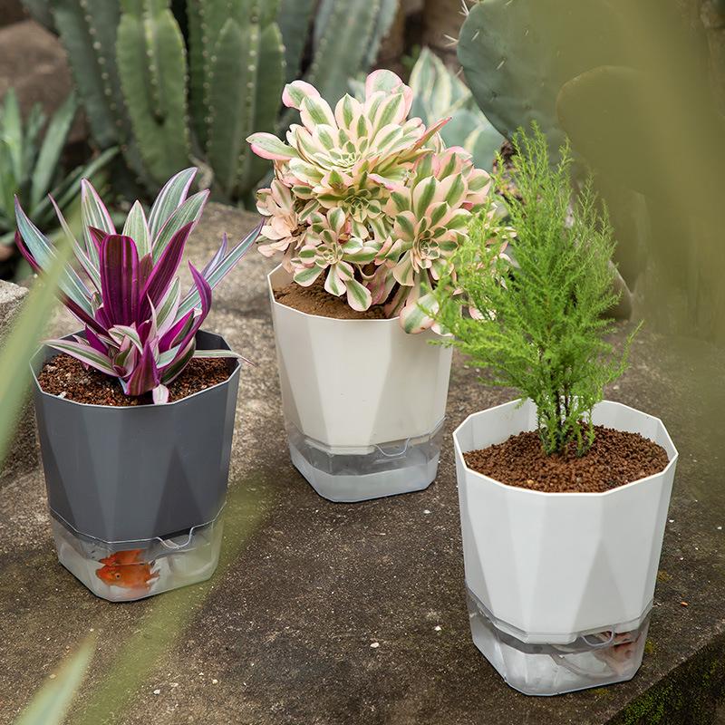 Blumentopf Selbstbewässerung Pflanzgefäß Transparentes Pflanzgefäß Blumentopf Wasserspeicherbecken Lager Gartenzubehör Heimdeko FU