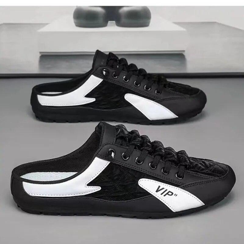 Fashion Men New Style Lat-soled Wild Flat-bottomed Summer Thin Section Baotou Half Slippers