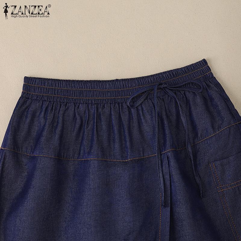 ZANZEA Women Casual Elastic Waist Loose Summer Shorts