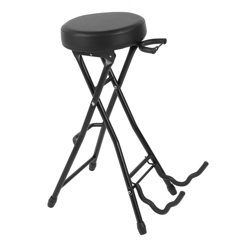 Skládací kytarová stolička 29,1 palce výška Kytarová židle Sedák s polstrovaným polštářem Vestavěný stojan