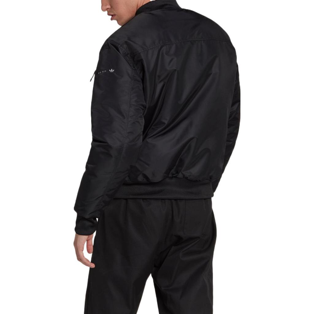 adidas Chaqueta con cremallera y cuello de béisbol reversible de color liso Trefoil Originals para hombre, color negro HK2760