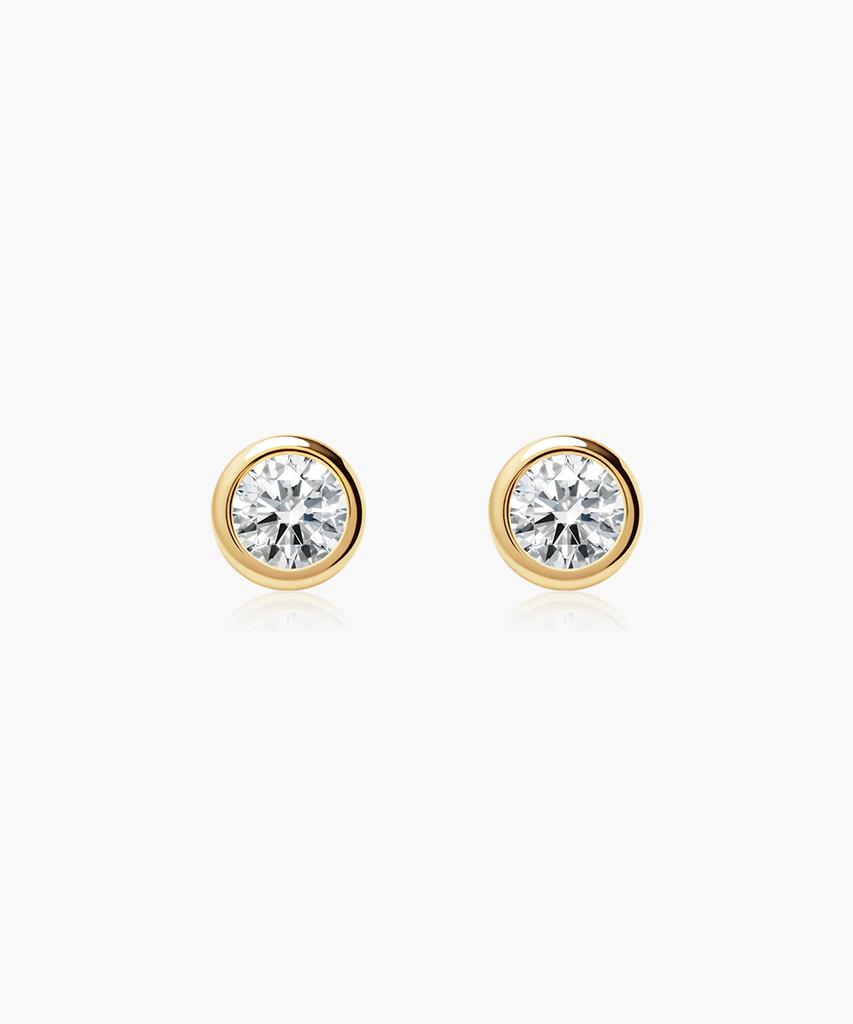 Mcel 14K Moa Bezel Cubic Earrings