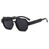 Double Bridge Octagonal Square Sunglasses Men Black Thick Frame UV400 Solid Black Lens Hip Hop Street Shades