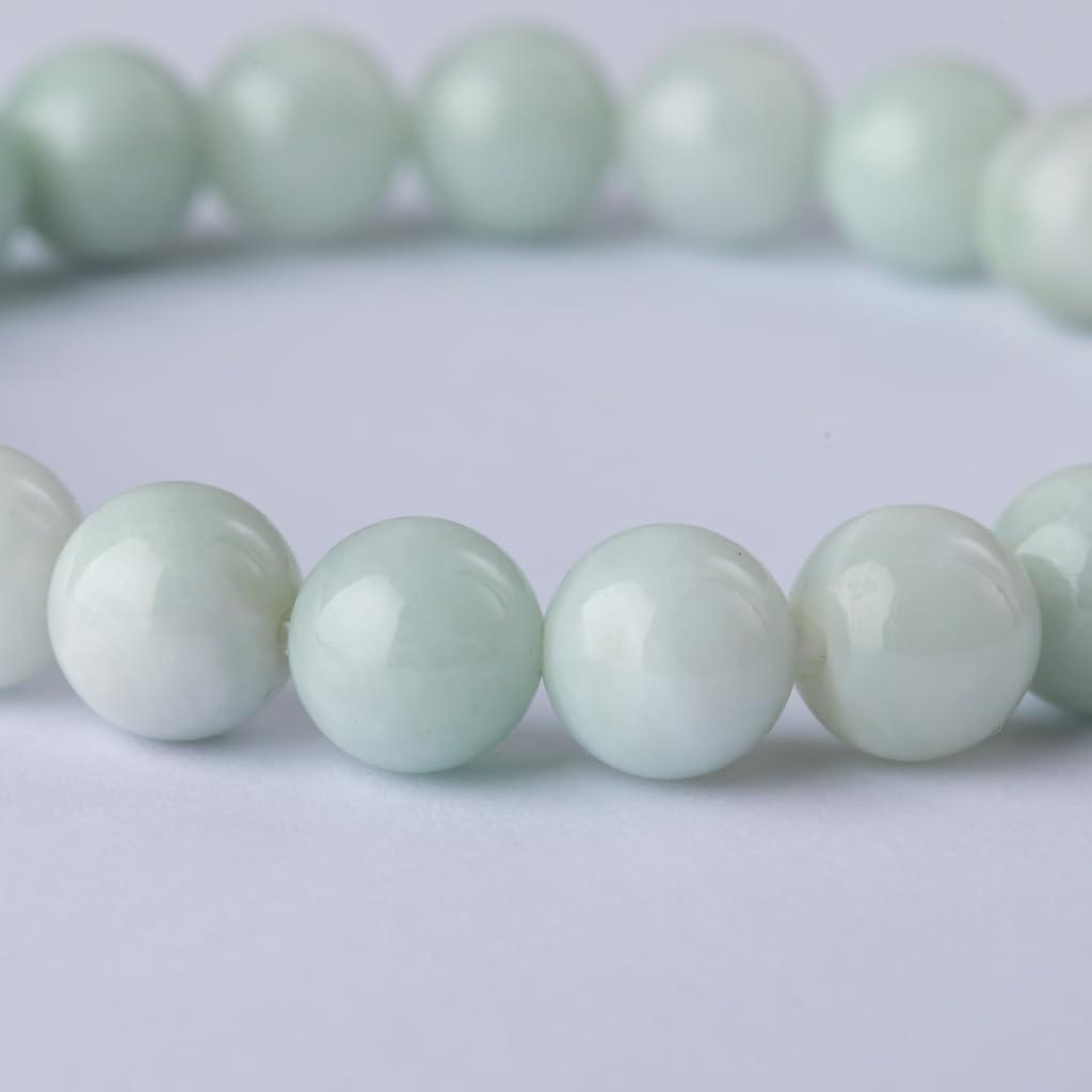 15cm Itoigawa Naturalny Jadeit Blady Japoński Narodowy Jomon Kamień Mocy Warsztat Jadeitu Specjalny Drewno Paulowni Gwarancja Jakości ABR0898 (koraliki 8mm,