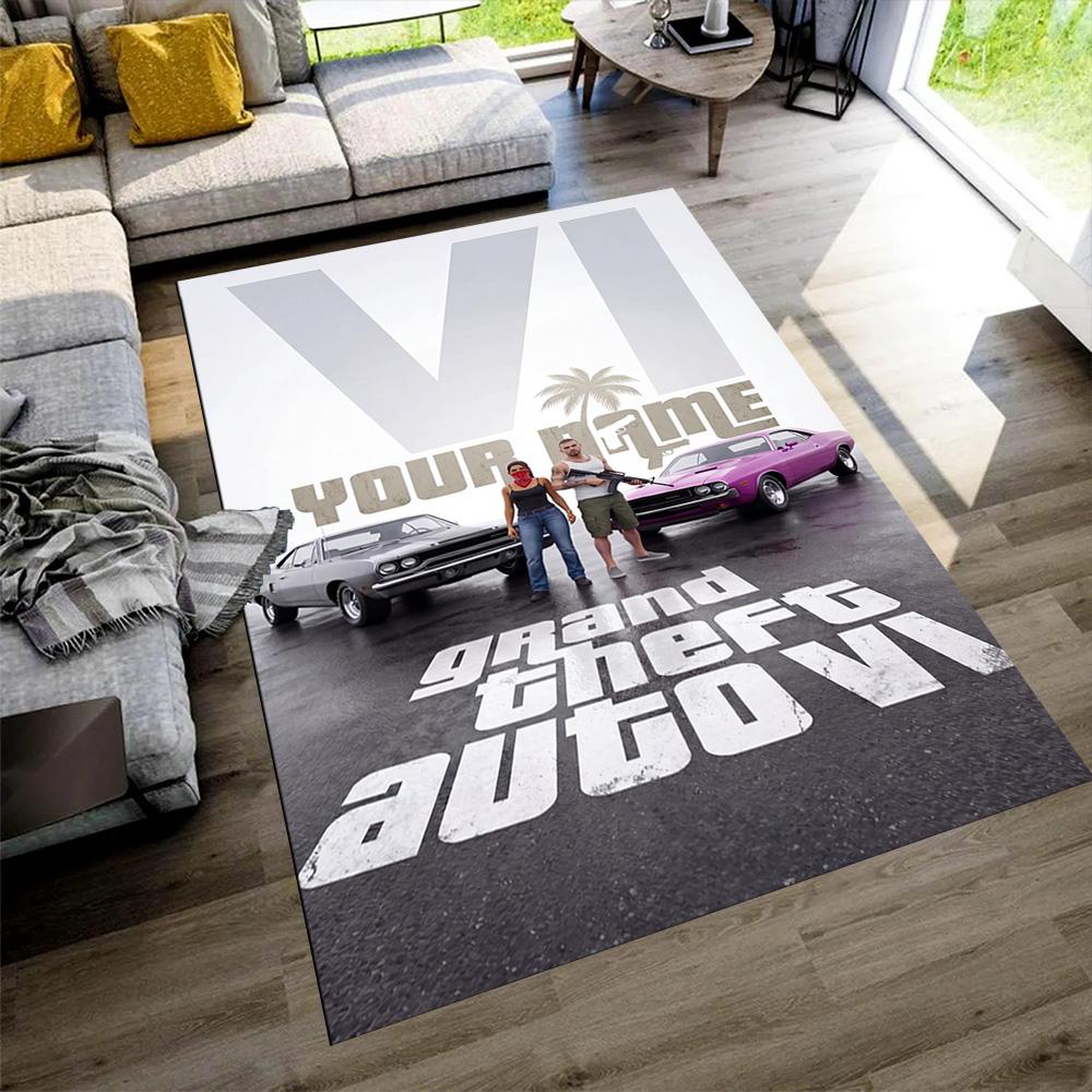 Grand Theft Auto Personalized Name Floor Mat Suitable for Playrooms Dining Room Kitchen Foyer Anti-slip Rug Office home decor Gift for Festivals