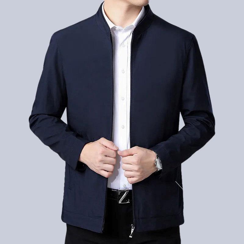 Hengyuanxiang Men s Stand-Up Collar Executive Jacket: Spring & Autumn Business Casual Outerwear for Middle-Aged Men 4XL (Recommended 180-200 lbs)