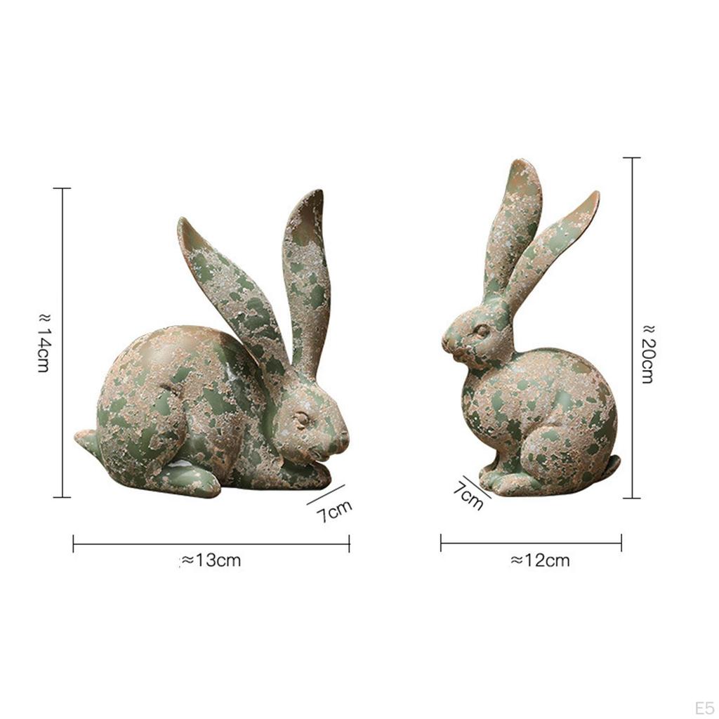 2 Pieces Figurines Animal Sculpture Craft Collectible Resin Statue Garden Decoration for Lawn