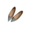 Sheepskin Inner Height Increase 5cm Rivet Patent Leather Pointed Flat Shoes Women's Spring New Sexy V Home Micro Open Toe Shallow Mouth Single Shoes