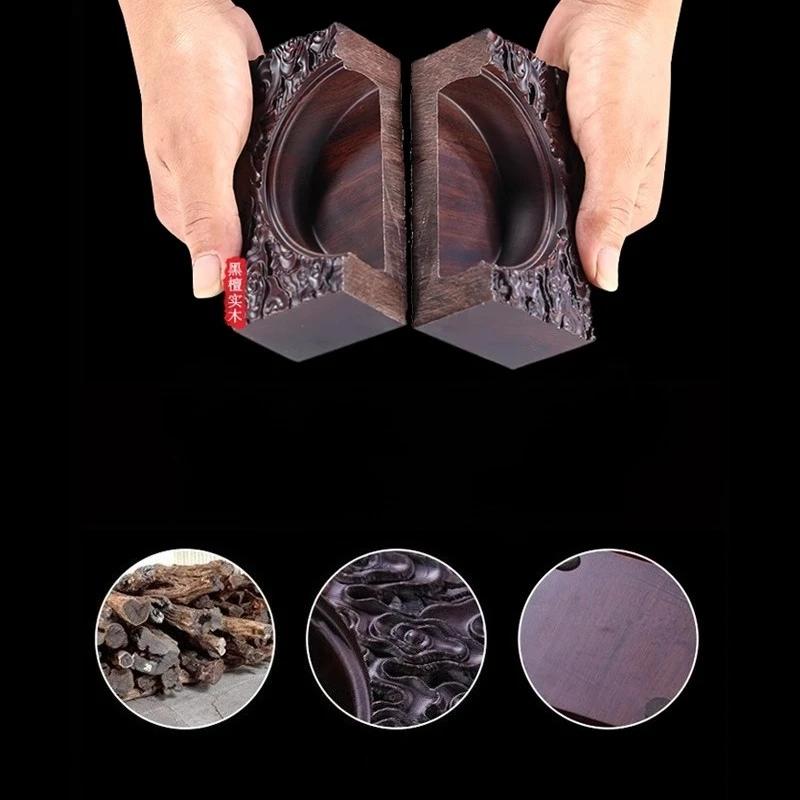 Retro Ebony Wood Incense Burner Solid Natural Wood Aromatherapy Indoor Zen Meditation Home Decor Creative Design Gift