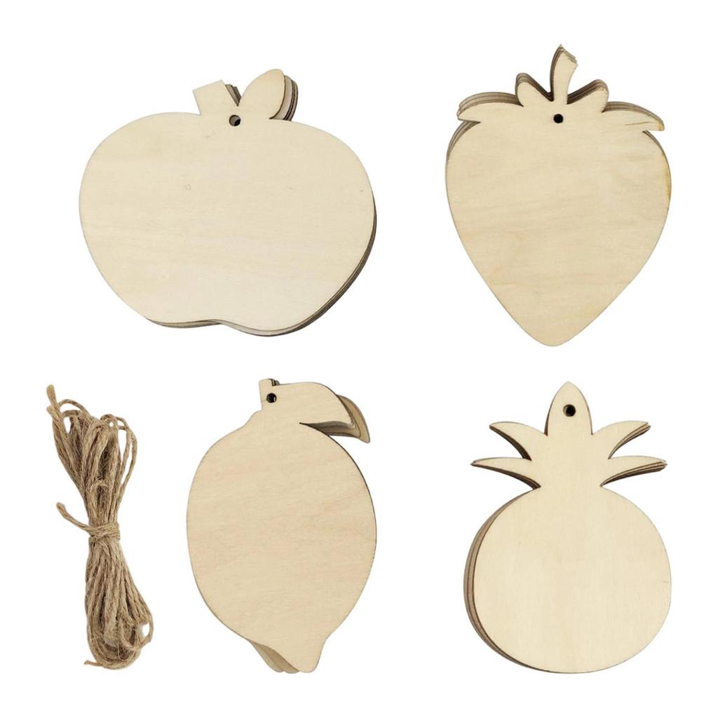 32Pcs Unfinished Wood Fruit Shapes Blank Discs Crafts Home Decoration Wooden Pieces Slices for DIY