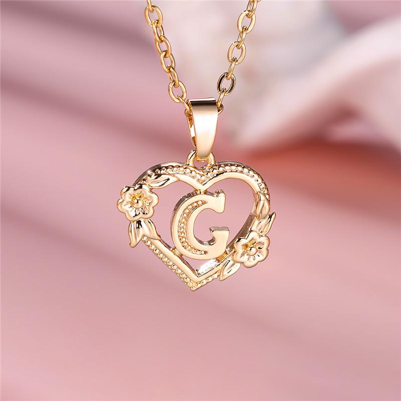 Cute Female A-Z Letter Pendant Necklace Yellow Gold Color Wedding Jewelry Gift For Women