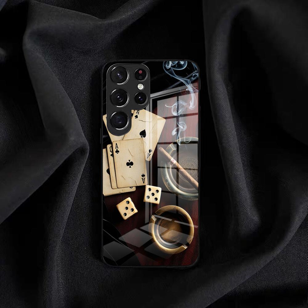 Dices Stakes Pokers Phone Case For Samsung S25 Edge Ultra S23 S22 S21 S20 Ultra Plus S24 Fe A54 A53 A25 Glass Cover