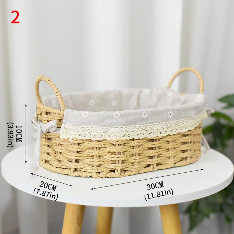 Woven Storage Basket Handmade Paper Rope Basket Storage Bin Woven Organiser Box For Living Room Entryway Bedroom Dresser