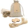 10/20 Pies Jute Drawstring Bags with Kraft Paper Cards for Wedding Candy Year Christmas Party Favors Package Linen Pouches