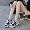 Thick soled white shoes, women's four season lace up versatile, student height increasing casual shoes, big toe wear-resistant sports board shoes