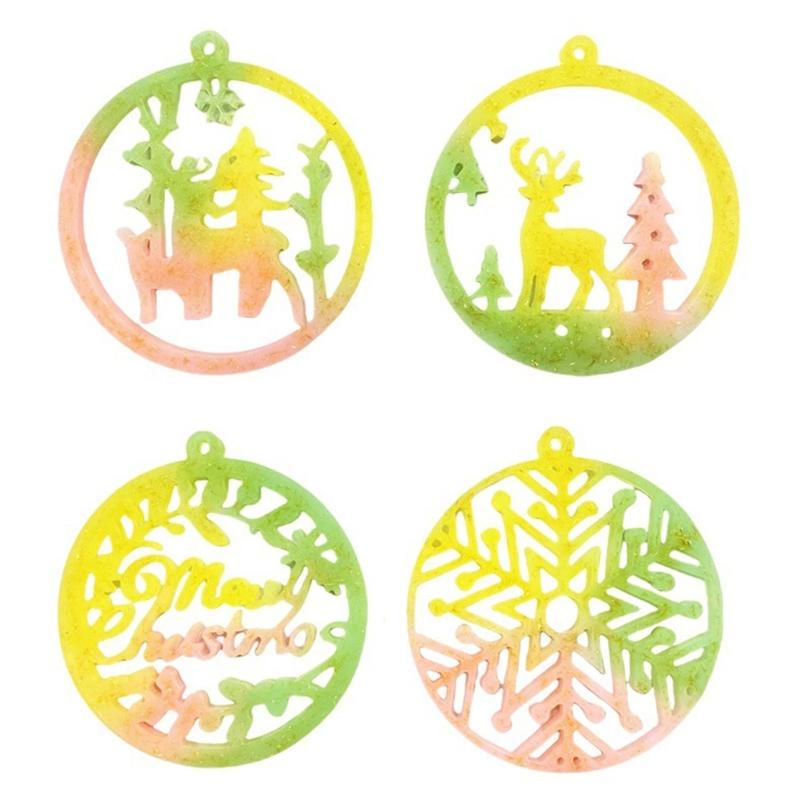 4pcs Silicone Mold for Keyring Pendant Christmas Theme Keychain Ornaments Moulds Stylish Key Chain Accessory Molds