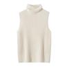 Women's 100% Pure Cashmere Striped Sleeveless Slim-Fit Turtleneck Vest