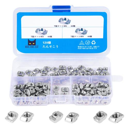 120pcs T-Nuts, T-Slot Nuts, M3, M4, M5, Hammer Head Clamping Nuts, High Hardness, Long Life