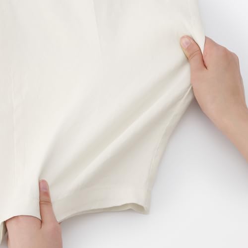 MUJI Women's Hemp Blend Stretch Straight Pants, Off-White, Size XL, BE1QVA4S