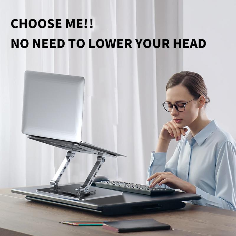 YY-J29 Carbon Steel Foldable Laptop Bracket Heat Dissipation Rotatable Notebook Desktop Stand