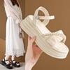 Fairy wind sandals female summer new casual platform word with pearl muffin beach shoes