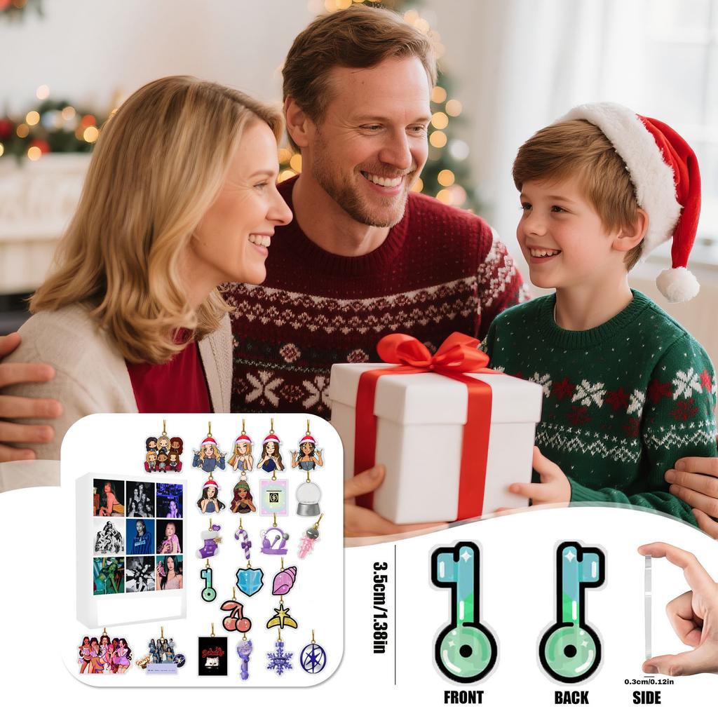 Weihnachts-Adventskalender, 24-Tage-Adventskalender Feiertags-Countdown-Kollektion, Anhängerbox geeignet für Weihnachtsüberraschungsgeschenke