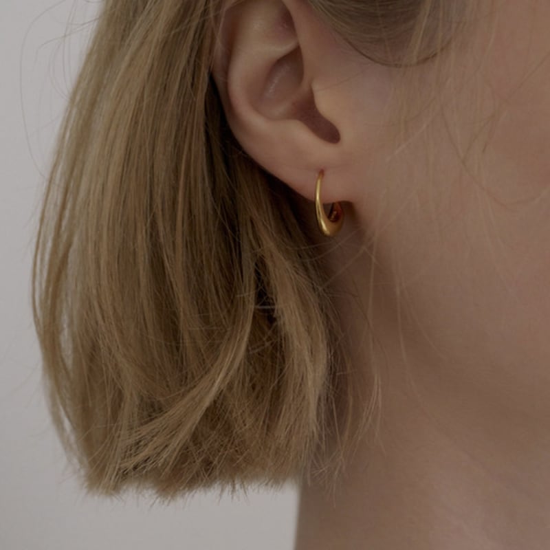 Ovbeige [VEI] 925silver BOLD HOOK EARRINGS